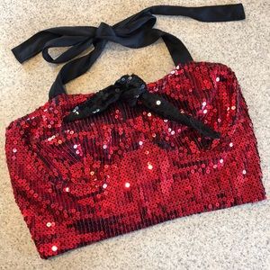 Red sequined crop top